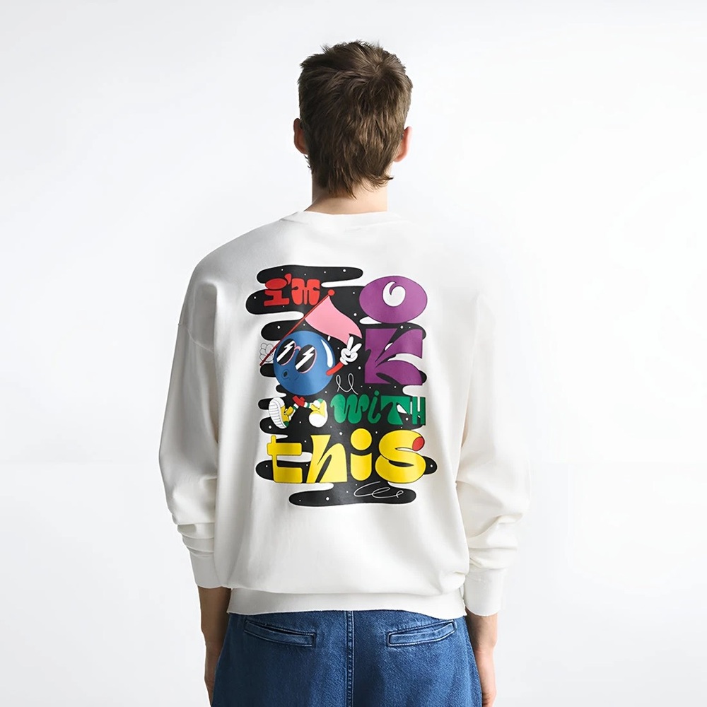 ZARA NWOT Graphic White UNISEX Sweater